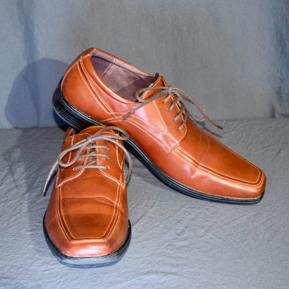 Freeman Men's Brown Leather Square Toe Oxford Dress Shoes Size 10